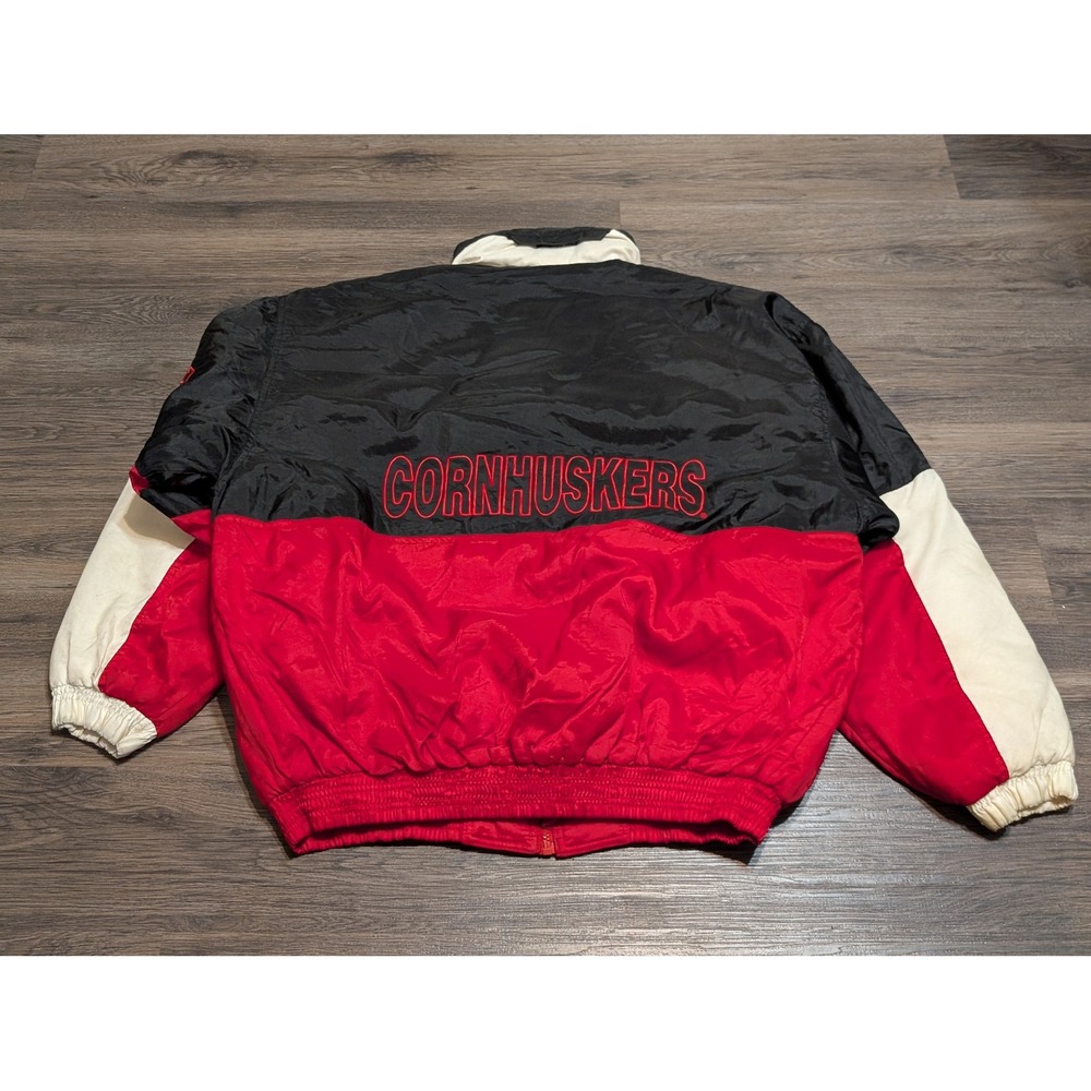 Vintage Sport One Nebraska Cornhuskers Bomber Jacket Red Black Mens Large L 90s